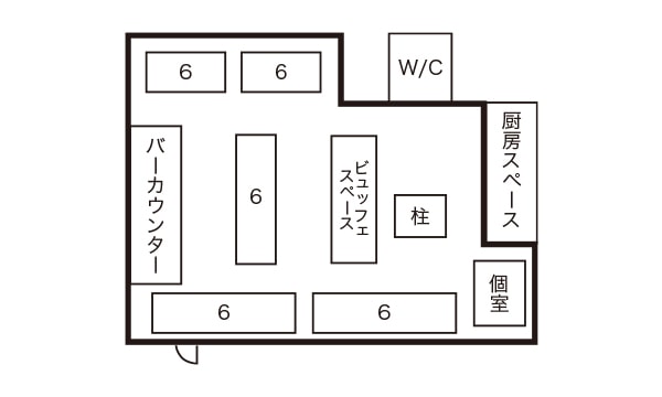 レストランブッフェ 30名様レイアウト例