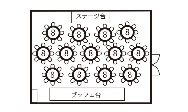 ブッフェ料理　104名様レイアウト例